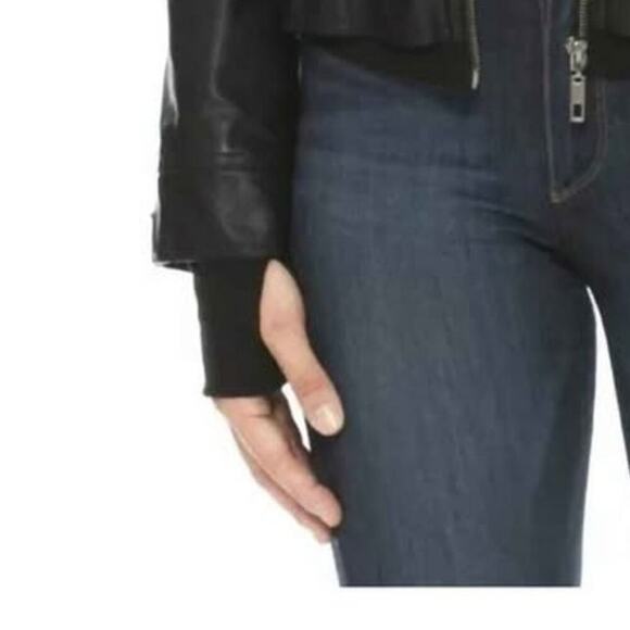 Coalition LA Vegen Lead Leather Hooded Jacket Black Faux Leather Zip Womens Smal - Picture 2 of 8